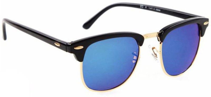 Mirrored, UV Protection Clubmaster Sunglasses (Free Size)  (For Boys & Girls, Blue)