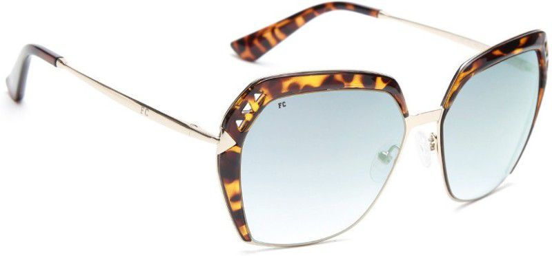 Mirrored Over-sized Sunglasses (Free Size)  (For Women, Grey, Golden)
