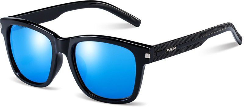 Polarized, Mirrored, UV Protection Wayfarer, Rectangular Sunglasses (Free Size)  (For Men, Blue)