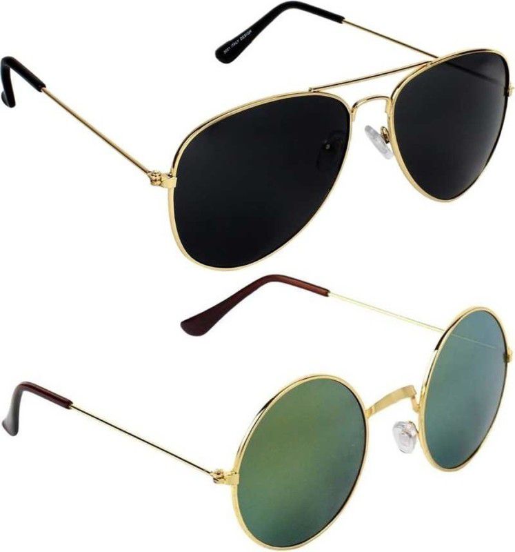 UV Protection Aviator Sunglasses (48)  (For Men & Women, Black, Green)