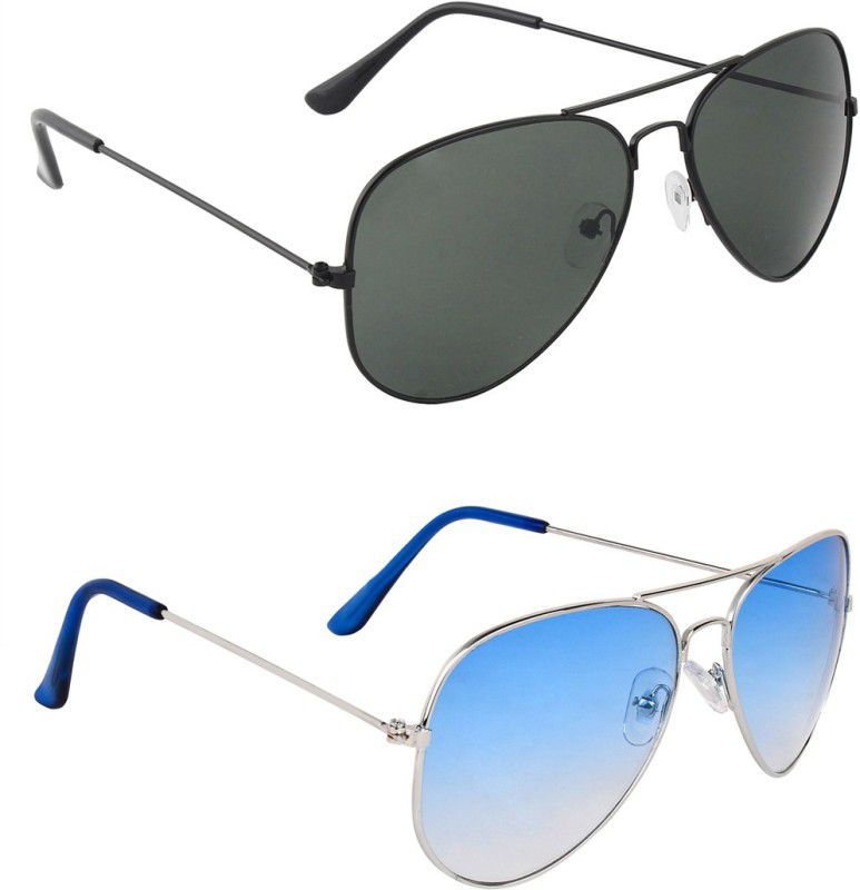 Gradient, UV Protection Aviator Sunglasses (55)  (For Men & Women, Black, Blue)