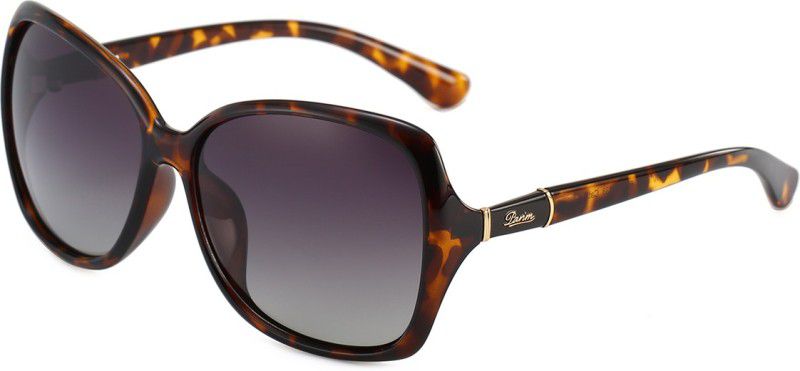 Polarized, Gradient, UV Protection Rectangular Sunglasses (60)  (For Women, Grey)