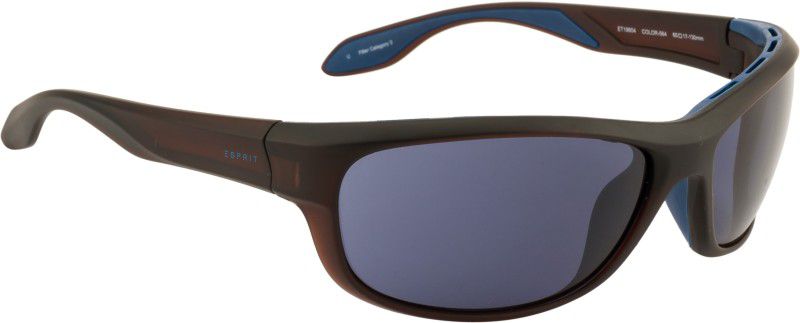 UV Protection Wrap-around Sunglasses (Free Size)  (For Men & Women, Blue)