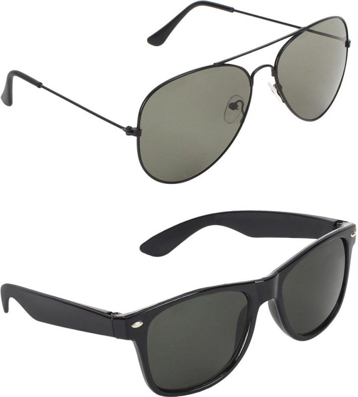 Gradient, UV Protection Aviator, Wayfarer Sunglasses (55)  (For Men & Women, Green, Green)
