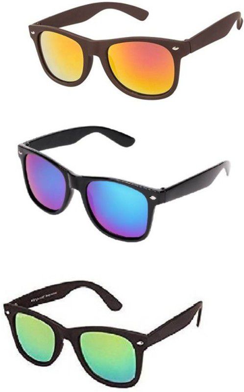 Mirrored Wayfarer Sunglasses (56)  (For Men & Women, Red, Green, Blue)