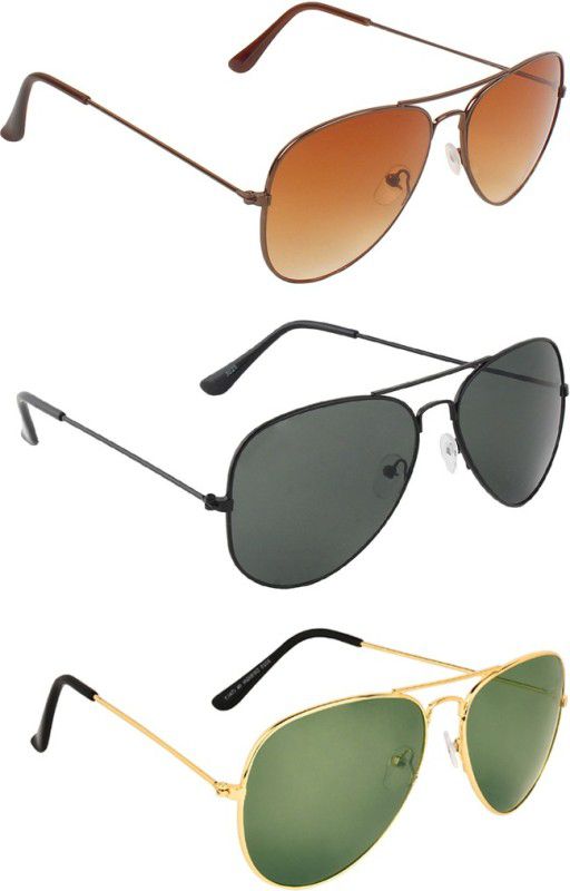UV Protection, Gradient Aviator, Aviator, Aviator Sunglasses (Free Size)  (For Men & Women, Brown, Black, Green)