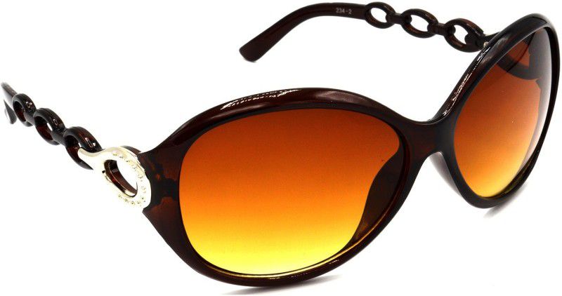 Gradient, UV Protection Oval, Rectangular, Round Sunglasses (Free Size)  (For Women, Brown)