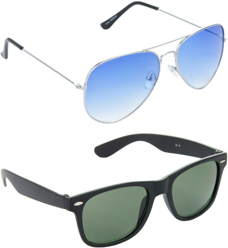 Gradient Aviator, Wayfarer Sunglasses (Free Size)  (For Men, Blue)