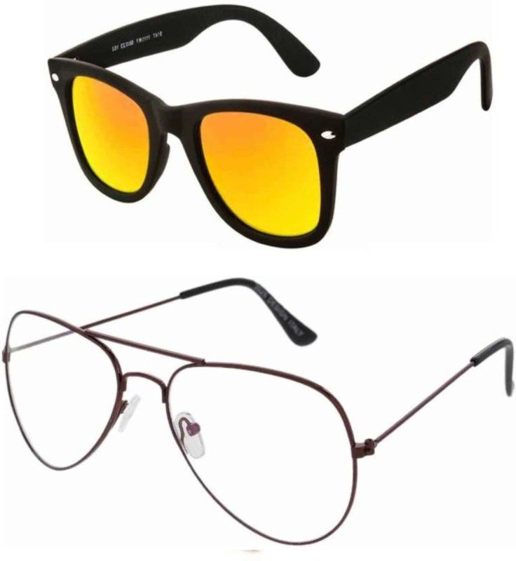 UV Protection Wayfarer Sunglasses (Free Size)  (For Men & Women, Yellow, Clear)