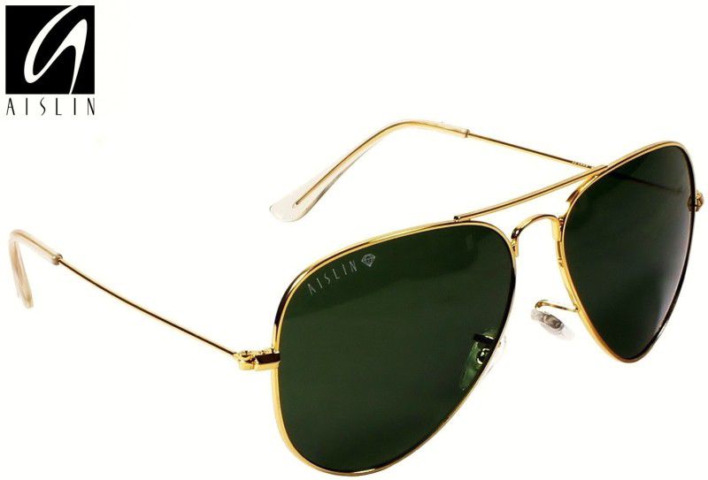 Toughened Glass Lens, UV Protection Aviator Sunglasses (60)  (For Men & Women, Green)