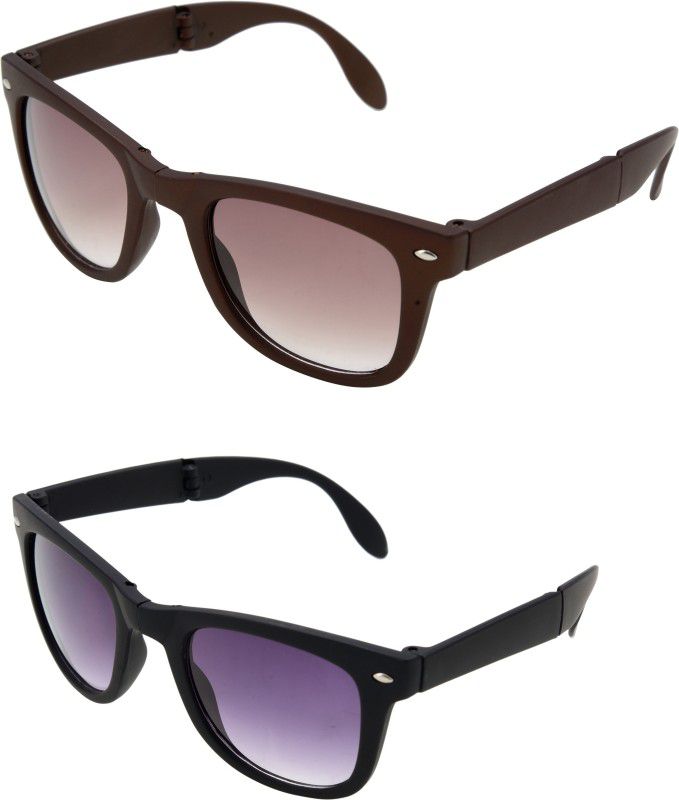 UV Protection Wayfarer Sunglasses (Free Size)  (For Men & Women, Brown, Violet)