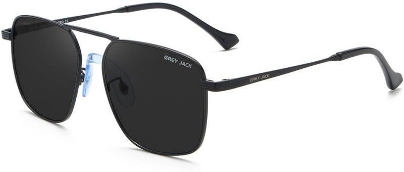 Polarized Retro Square Sunglasses (53)  (For Men & Women, Black)