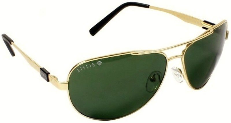 UV Protection Aviator, Wrap-around Sunglasses (63)  (For Men & Women, Green)