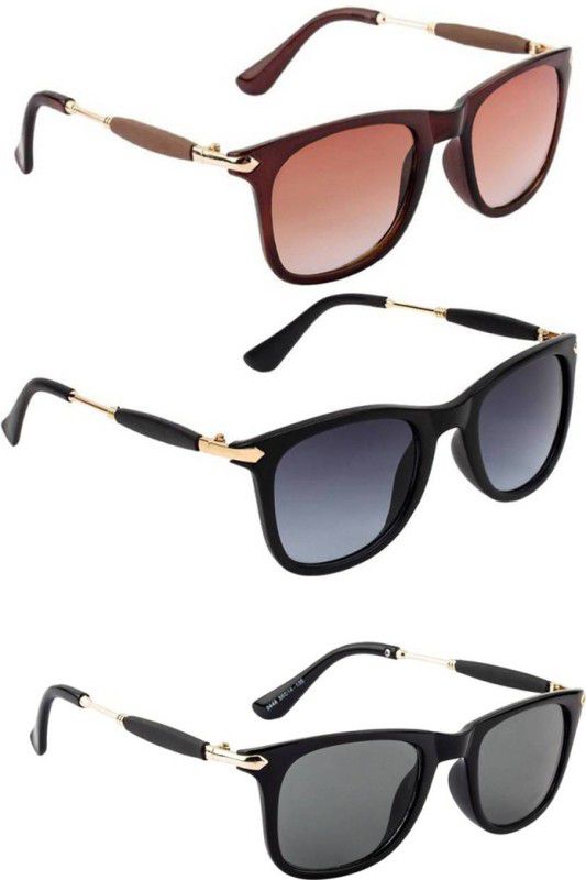 UV Protection, Gradient, Others Wayfarer Sunglasses (Free Size)  (For Men & Women, Brown, Grey, Black)