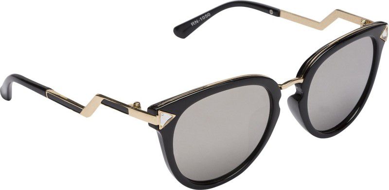 UV Protection, Mirrored Clubmaster Sunglasses (54)  (For Women, Silver)