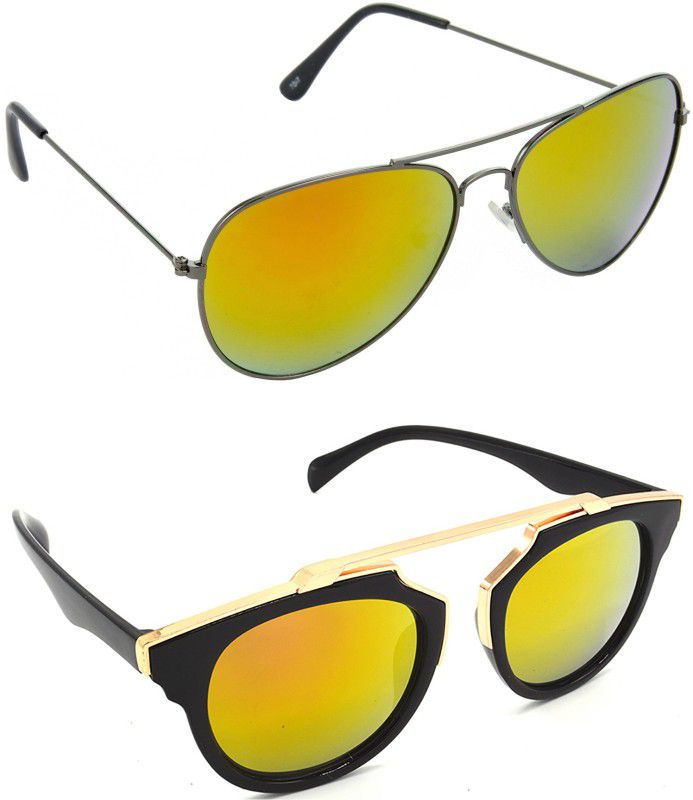 UV Protection Aviator Sunglasses (58)  (For Men & Women, Yellow, Golden)