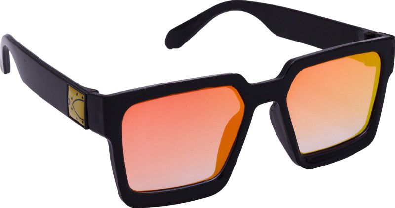 Riding Glasses, UV Protection Retro Square Sunglasses (52)  (For Men & Women, Orange, Multicolor)