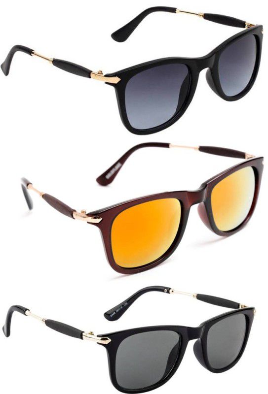 UV Protection, Gradient, Others Wayfarer Sunglasses (Free Size)  (For Men & Women, Grey, Orange, Black)