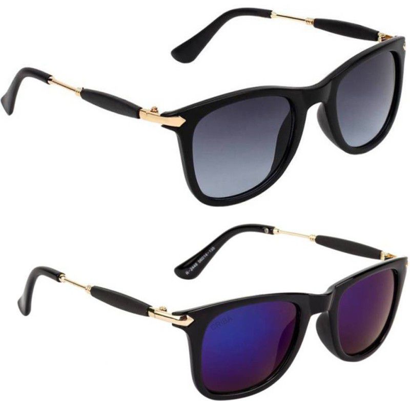 UV Protection, Gradient, Others Wayfarer Sunglasses (Free Size)  (For Men & Women, Grey, Violet)