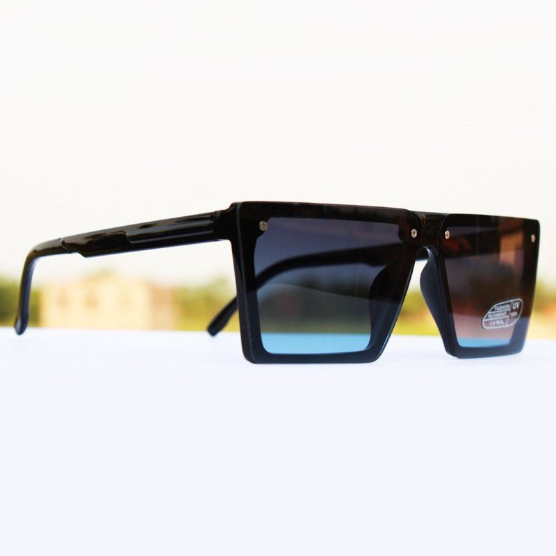 UV Protection Clubmaster, Rectangular, Retro Square, Shield Sunglasses (56)  (For Men & Women, Black)