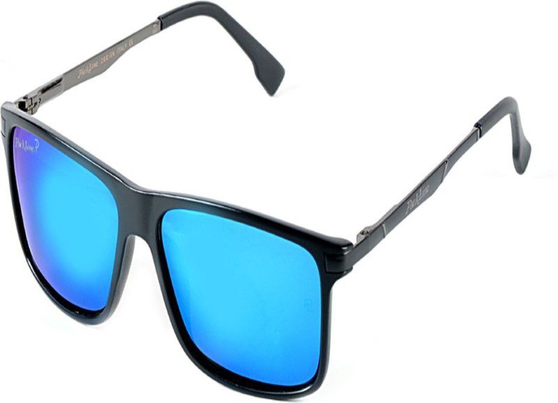 Polarized Retro Square Sunglasses (Free Size)  (For Boys & Girls, Blue)