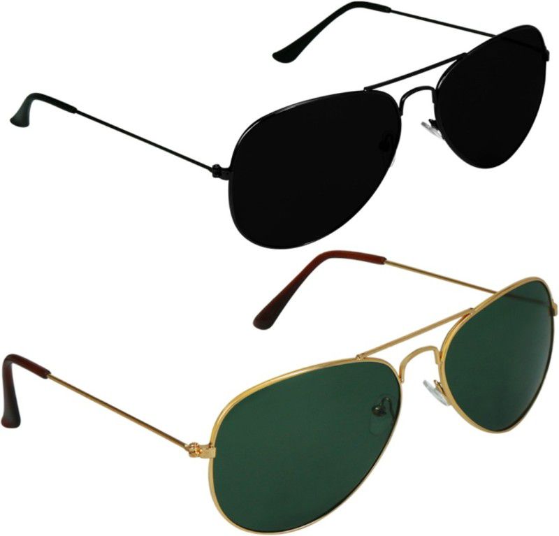 UV Protection Aviator, Aviator Sunglasses (Free Size)  (For Men & Women, Green, Black)