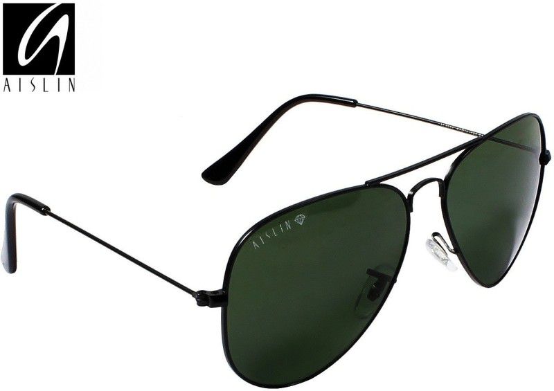 Toughened Glass Lens, UV Protection Aviator Sunglasses (56)  (For Men & Women, Green)