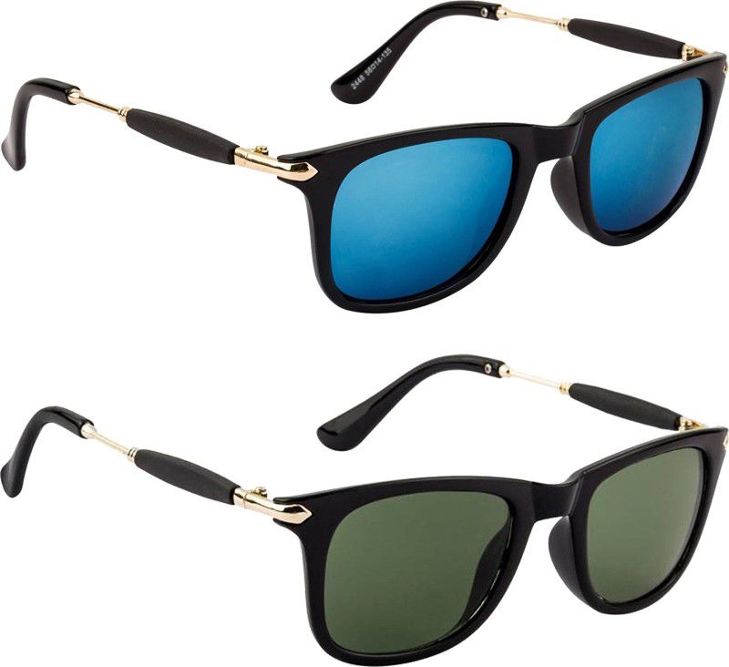 UV Protection, Mirrored Wayfarer, Aviator Sunglasses (54)  (For Men & Women, Blue, Green)
