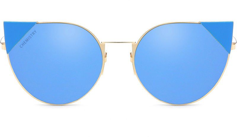 Mirrored Butterfly Sunglasses (53)  (For Women, Blue)