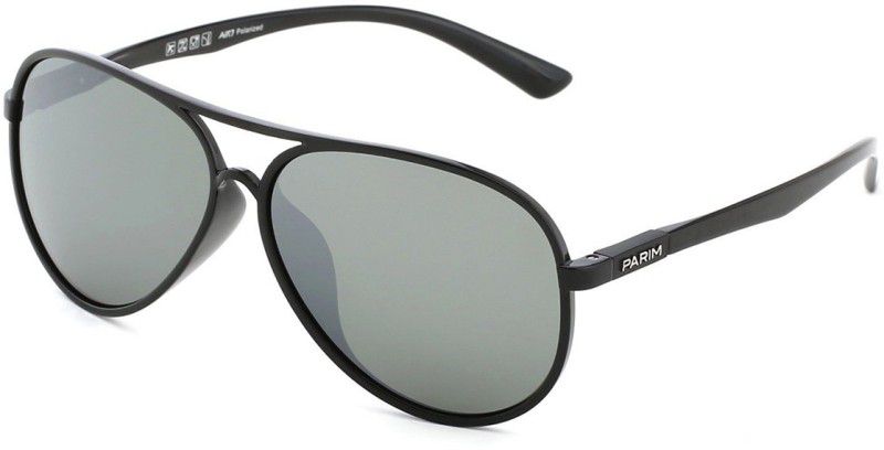 Polarized, UV Protection, Mirrored Aviator Sunglasses (60)  (For Men & Women, Grey)
