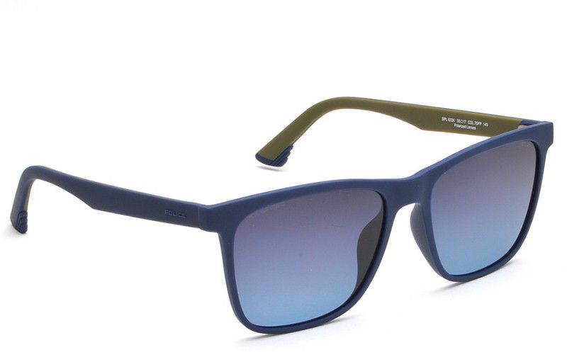 Polarized Rectangular Sunglasses (55)  (For Men, Blue)