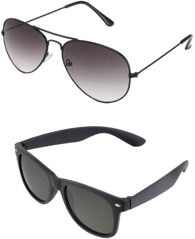 UV Protection Wayfarer, Aviator Sunglasses (Free Size)  (For Men, Black)
