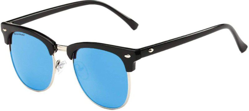Polarized, UV Protection Clubmaster Sunglasses (50)  (For Men & Women, Blue)
