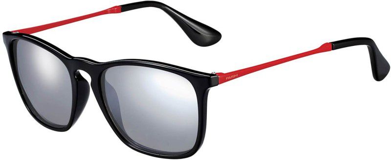 Polarized, UV Protection, Mirrored Wayfarer Sunglasses (54)  (For Men & Women, Silver)