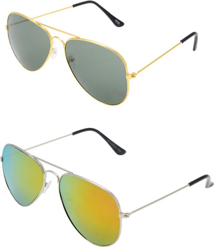 UV Protection Aviator, Wayfarer, Round Sunglasses (Free Size)  (For Men & Women, Black, Yellow)