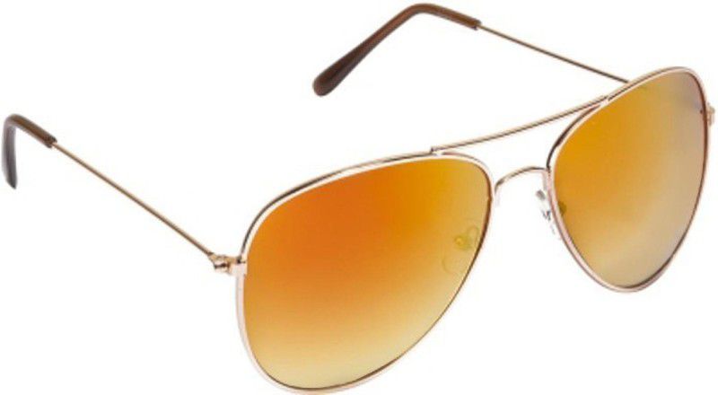 Mirrored Aviator Sunglasses (Free Size)  (For Men, Orange)