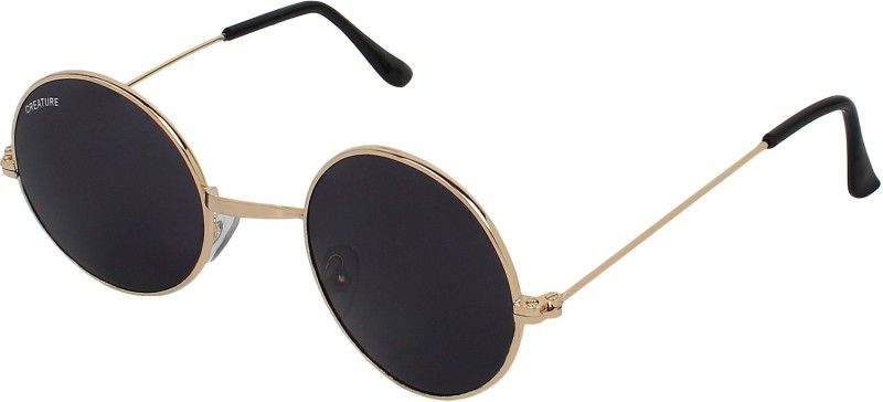 Gradient, UV Protection Round Sunglasses (Free Size)  (For Men & Women, Black)