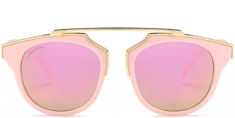 Mirrored Round Sunglasses (Free Size)  (For Men & Women, Pink)