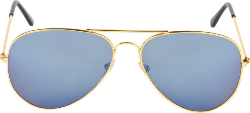 UV Protection, Mirrored Aviator Sunglasses (57)  (For Men, Blue, Golden)