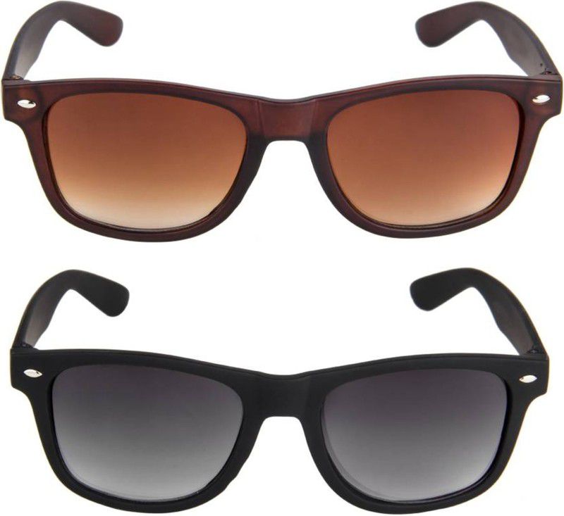 UV Protection, Gradient Wayfarer Sunglasses (53)  (For Men & Women, Black, Brown)