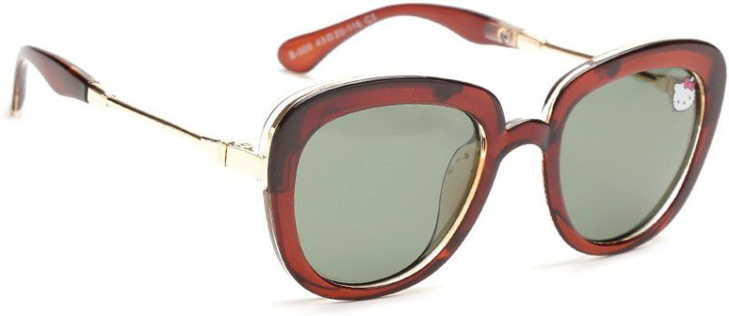 Polarized Cat-eye Sunglasses (Free Size)  (For Girls, Green)