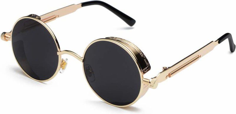 UV Protection Round Sunglasses (48)  (For Men & Women, Black)