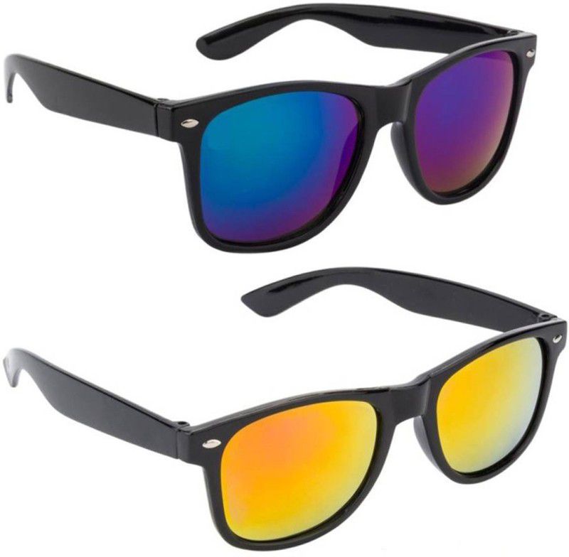 Mirrored Wayfarer Sunglasses (53)  (For Men & Women, Blue, Yellow)