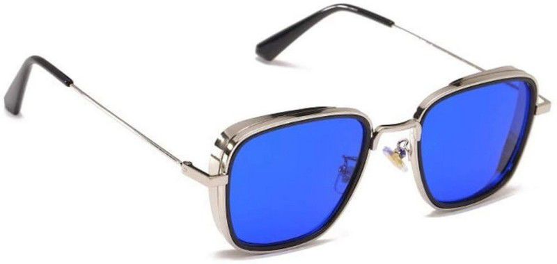 UV Protection Retro Square Sunglasses (55)  (For Men & Women, Silver, Blue)