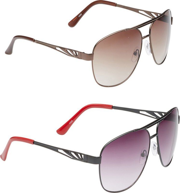 Gradient, UV Protection Aviator Sunglasses (Free Size)  (For Men & Women, Grey, Brown)