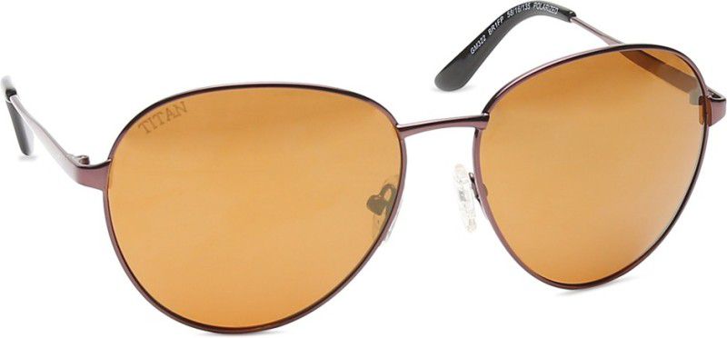 Polarized Aviator Sunglasses (58)  (For Women, Brown)