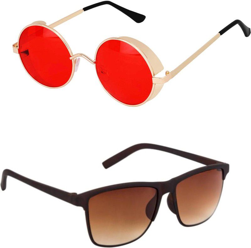 UV Protection, Gradient Round Sunglasses (49)  (For Men & Women, Red)