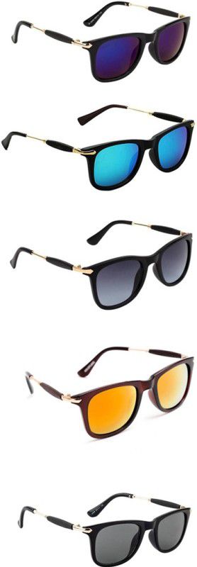 UV Protection, Gradient, Others Wayfarer Sunglasses (Free Size)  (For Men & Women, Violet, Blue, Grey, Orange, Black)