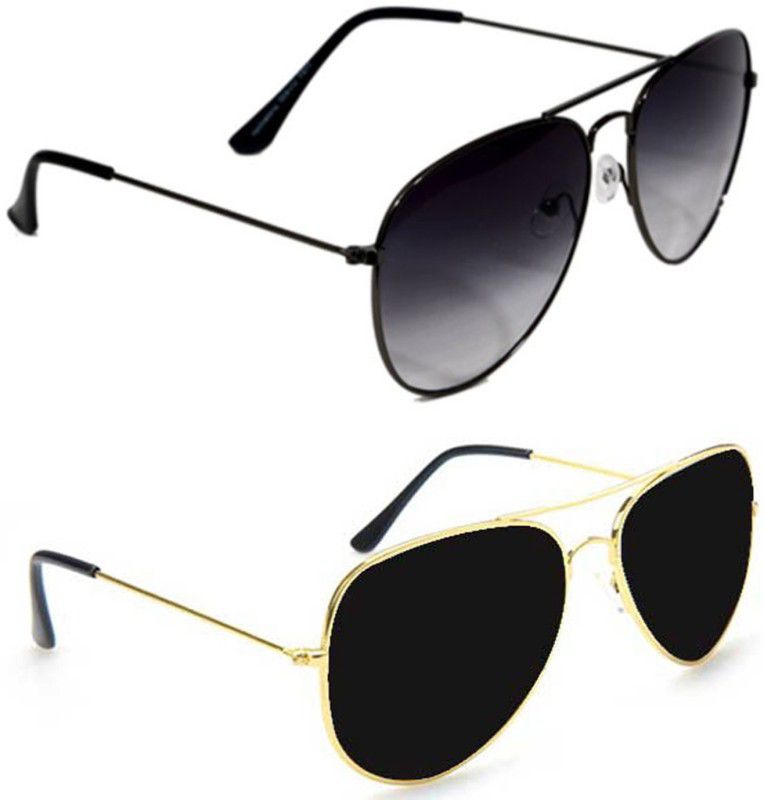 Mirrored Aviator Sunglasses (55)  (For Men & Women, Black, Black)