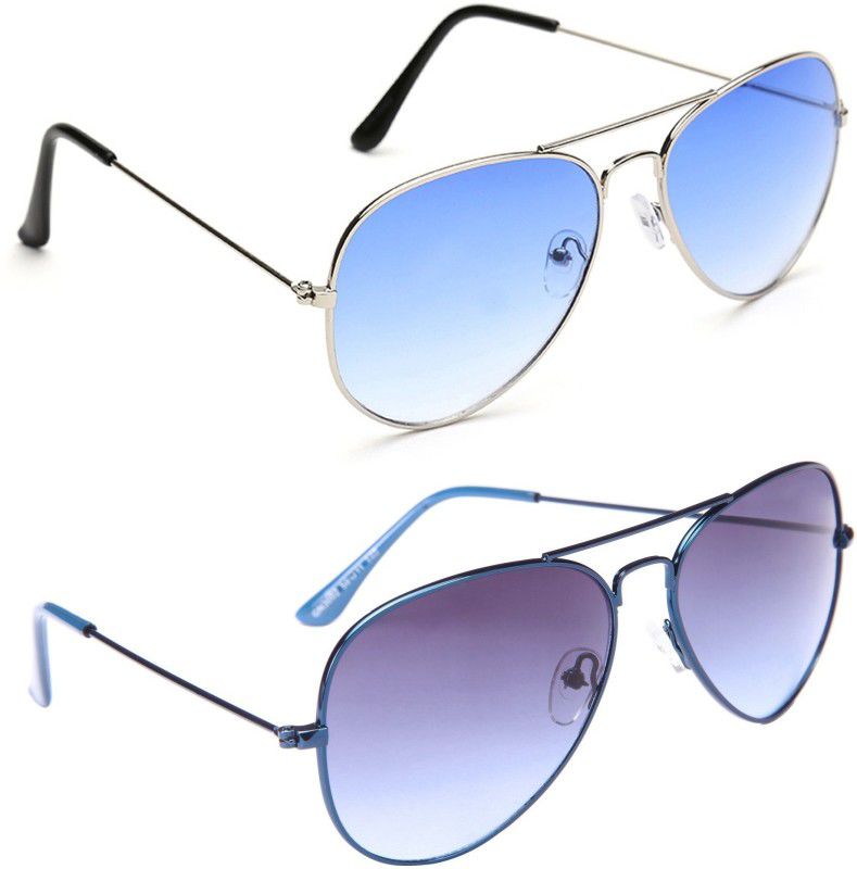 Riding Glasses, Gradient Aviator Sunglasses (57)  (For Men & Women, Blue, Blue)